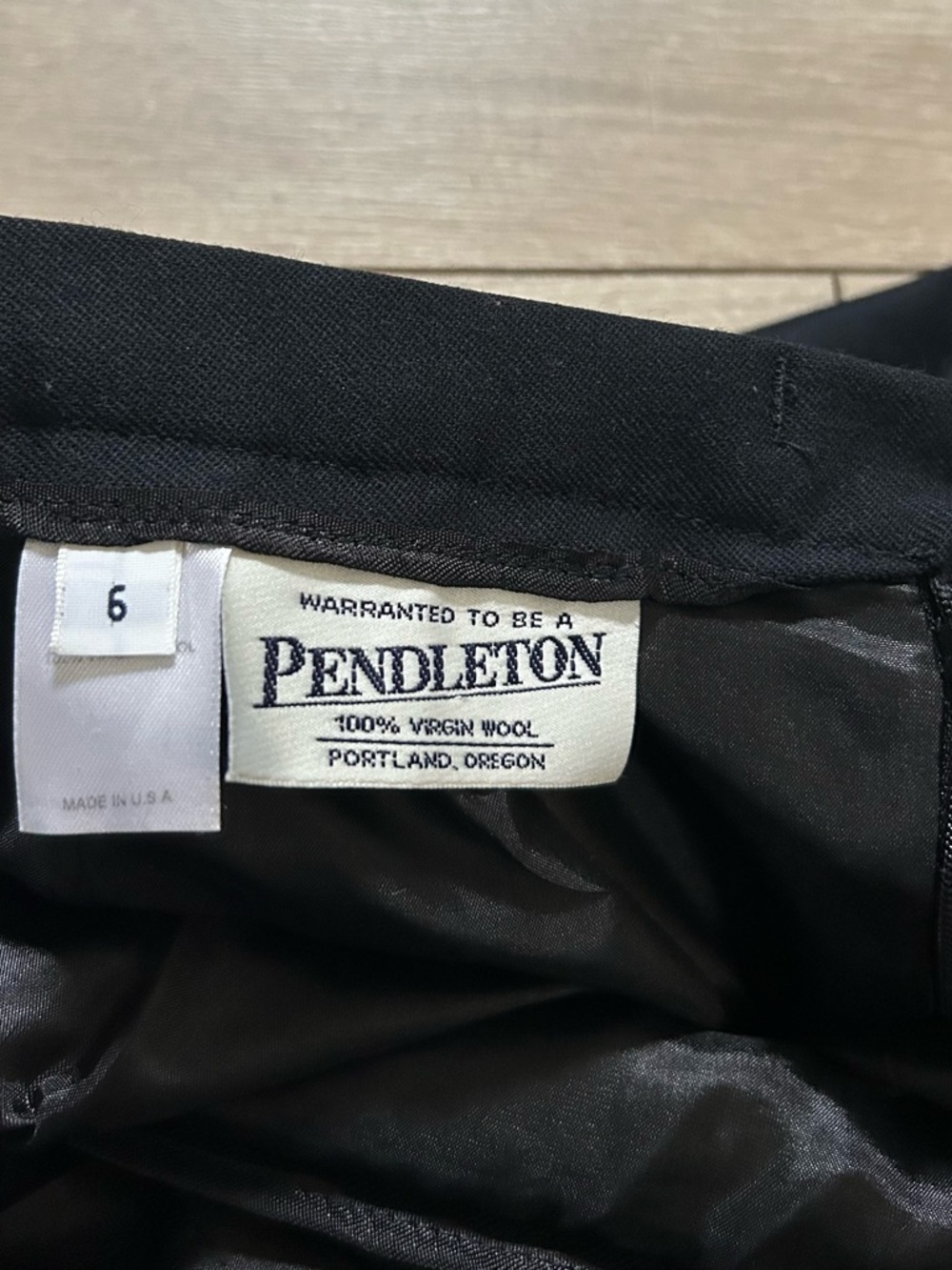 Pendleton Black Virgin Wool Skirt with Logo Waist Label